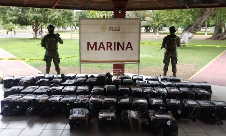 cocaína asegurada por la Marina en Michoacán