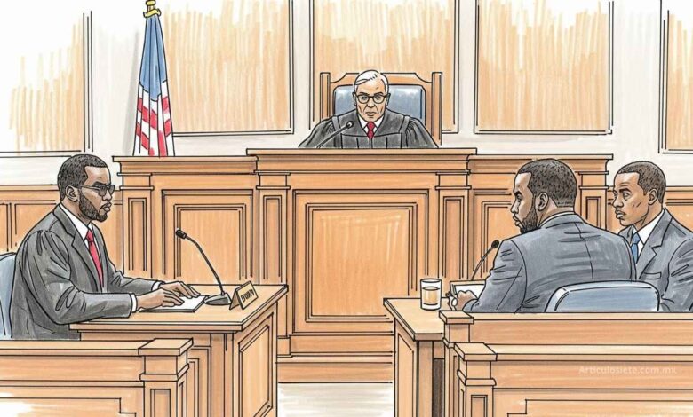 Sean ‘Diddy’ Combs en la corte con una expresión de alivio tras escuchar el veredicto de su juicio por crimen organizado y tráfico sexual.